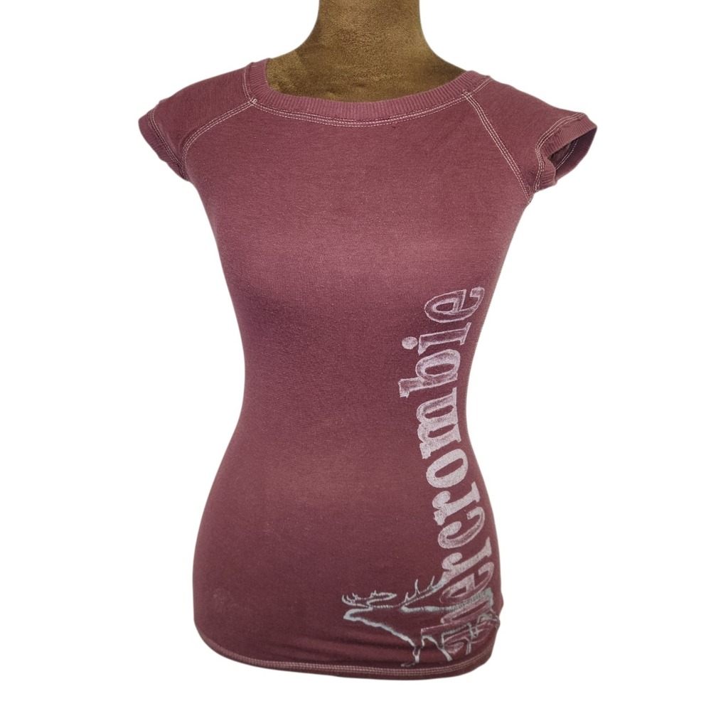 Vintage Y2K Abercrombie & Fitch Baby Tee Top Longline Fitted Size M Logo